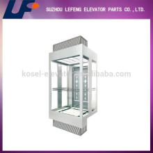 Смотровый лифт с отделкой из безопасного стекла, Линейный смотровой лифт из нержавеющей стали Hairline